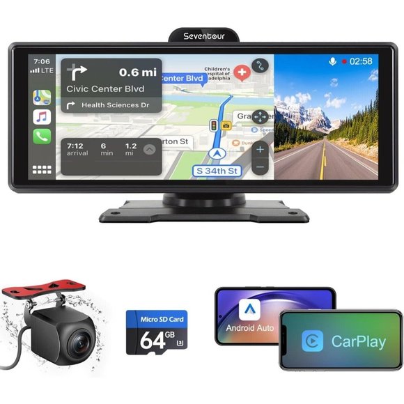 10" HD Touch Screen Wireless Car Stereo Mirror Link Bluetooth Backup Camera NEW - Picture 1 of 5